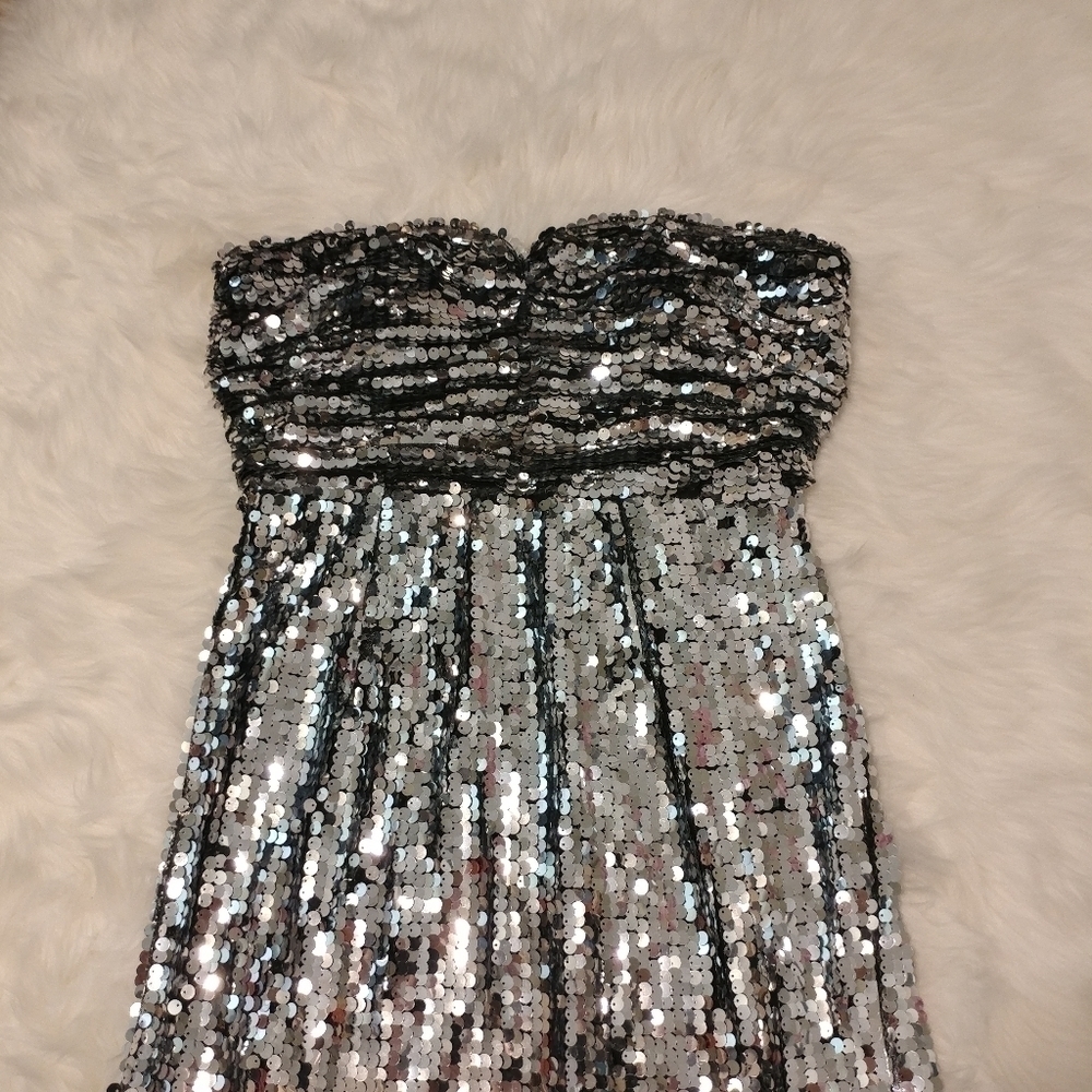 Beautifly Silver Sequin Sweetheart Dress - Picture 8 of 12